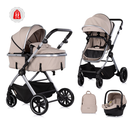 3-in-1 BABY-TRANSFORMATIONSKINDERWAGEN "PEARL" - LATTE