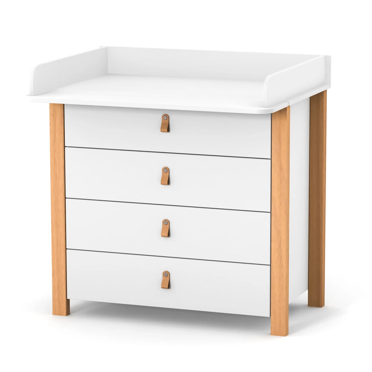 Veres Monaco Kinderzimmer / Möbelset / Babyzimmer (Babybett, Wickelkommode, Schrank) - Weiß Natur