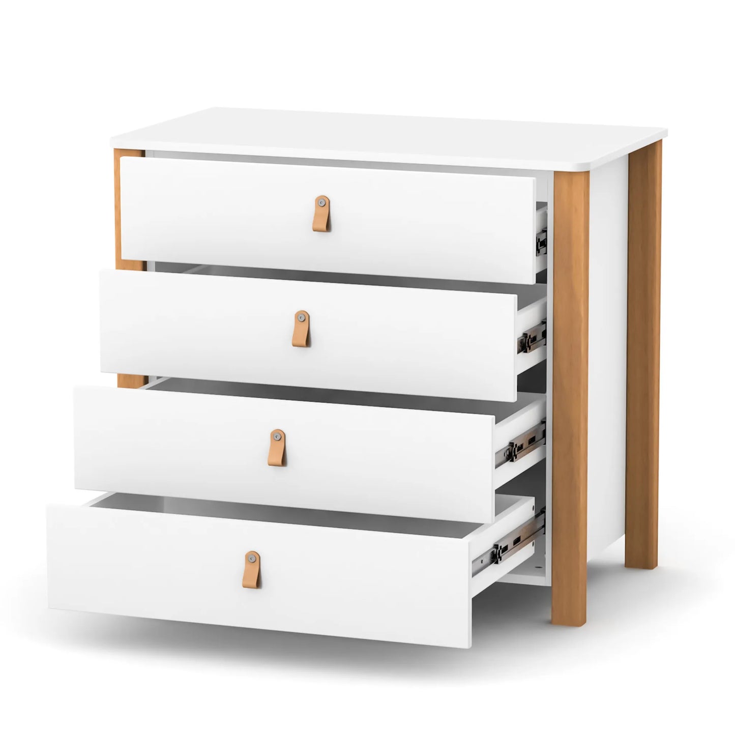 Veres Monaco Kinderzimmer / Möbelset / Babyzimmer (Babybett, Wickelkommode, Schrank) - Weiß Natur