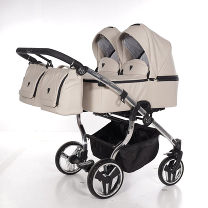 Zwillings-/Geschwisterwagen JUNAMA DUO V3 - ECO BEIGE/SILBER