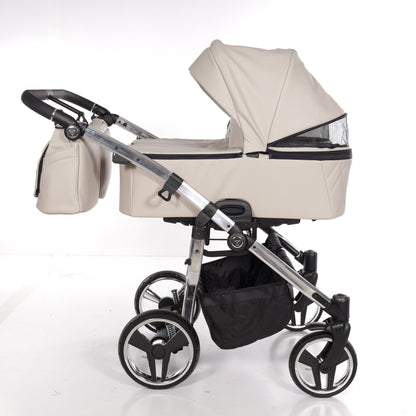 Zwillings-/Geschwisterwagen JUNAMA DUO V3 - ECO BEIGE/SILBER