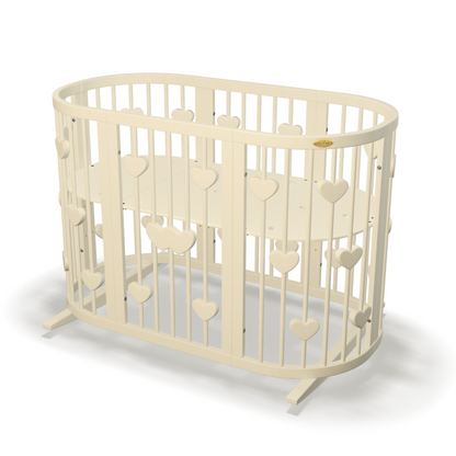 Ovales, verwandelbares SMART BED-Bett mit Herzmotiven, 9-in-1-Funktion, mintfarben