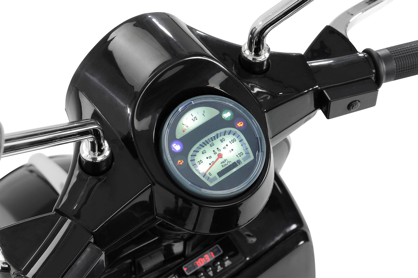 Kinder-Elektroroller Vespa, lizenziert, EVA-Reifen, LED-Scheinwerfer, Koffer, Soundmodul, Stützräder