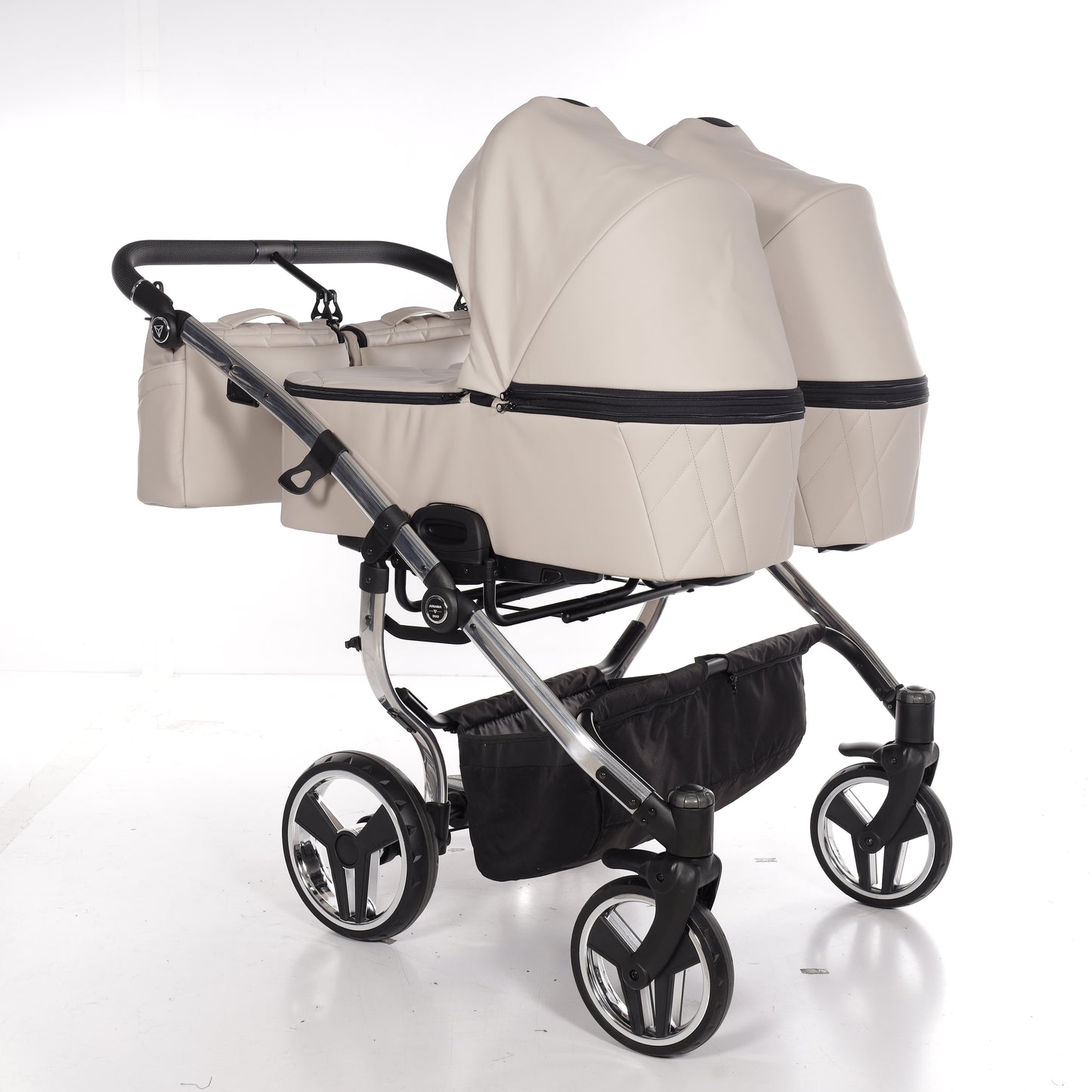 Zwillings-/Geschwisterwagen JUNAMA DUO V3 - ECO BEIGE/SILBER