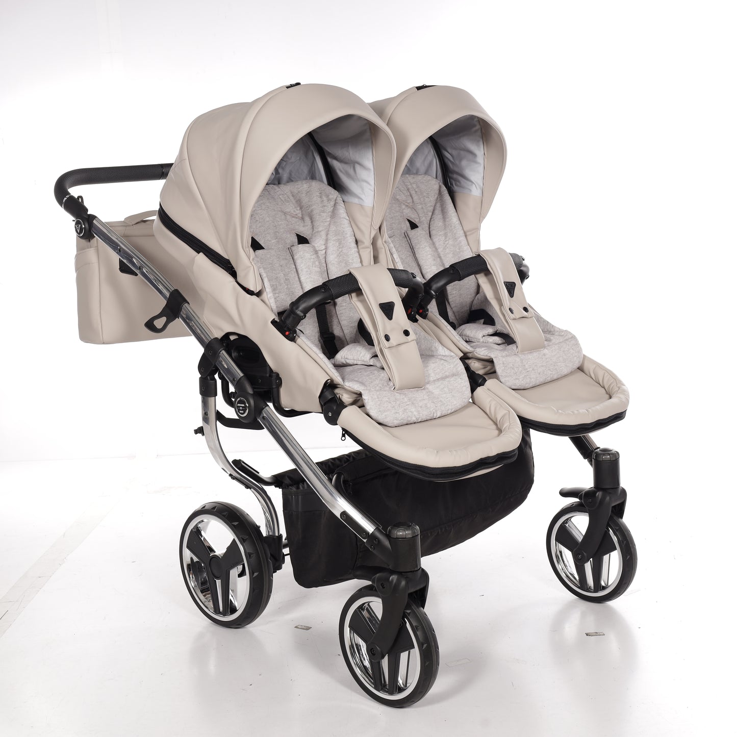 Zwillings-/Geschwisterwagen JUNAMA DUO V3 - ECO BEIGE/SILBER