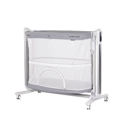 ELEKTRISCHES BEISTELLBETT/BABYWIEGE MIT ABKLAPPBARER SEITE „ULTIMA“ GREY