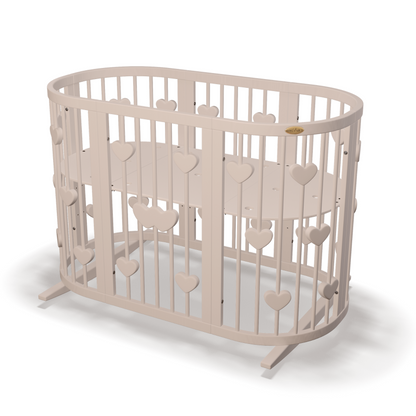 Ovales, verwandelbares SMART BED-Bett mit Herzmotiven, 9-in-1-Funktion, mintfarben