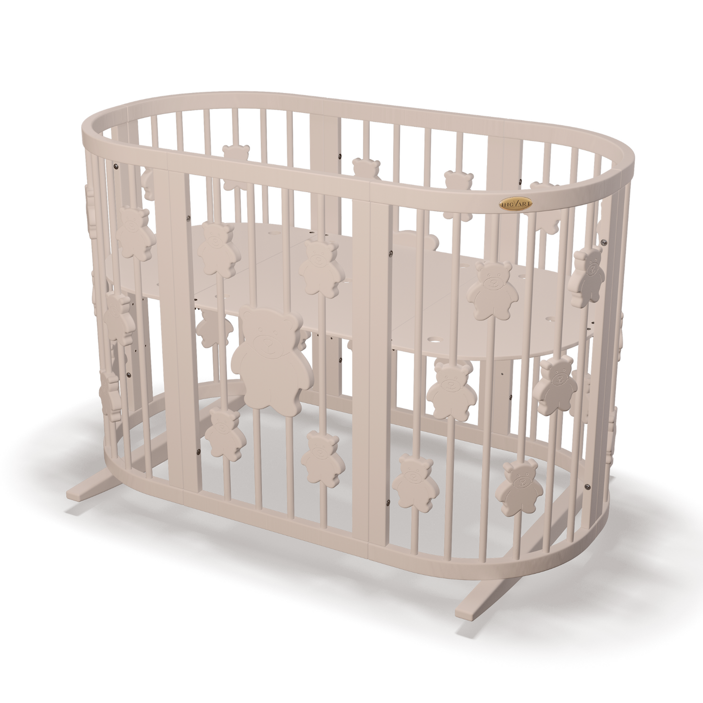 SMART BED 9-in-1-Verwandlungsbett mit Bärenmotiven, milchfarben