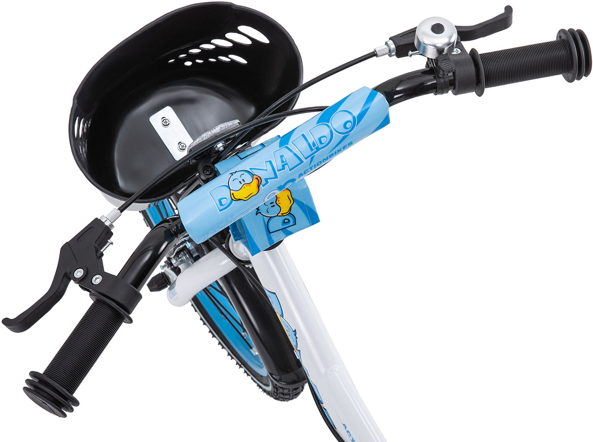 Kinderfahrrad Donaldo 16 Zoll, V-Brake-Bremsen, höhenverstellbar, Stützräder, Korb