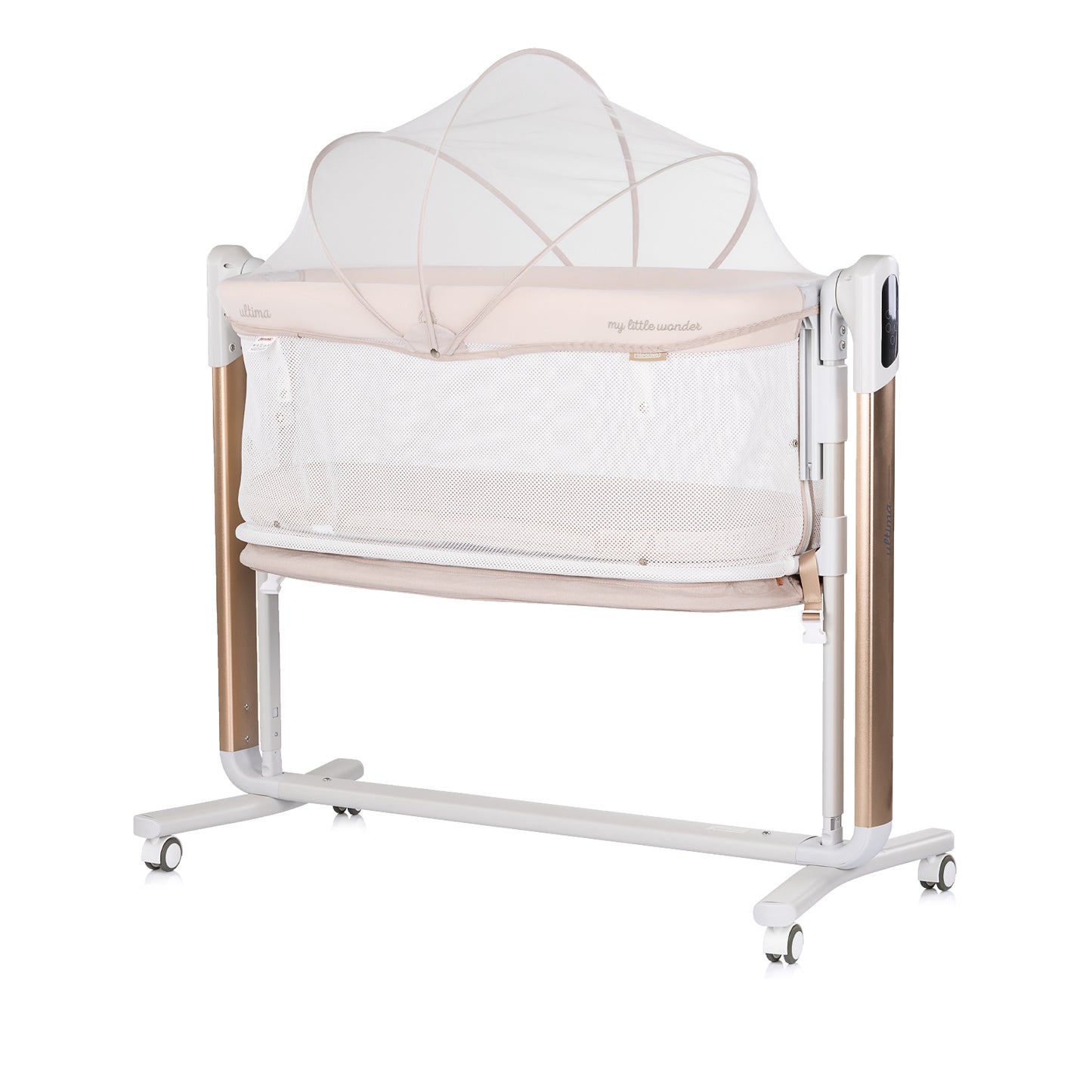 ELEKTRISCHES BEISTELLBETT / WIEGE MIT ABSENKBARER SEITE „ULTIMA“ – BEIGE