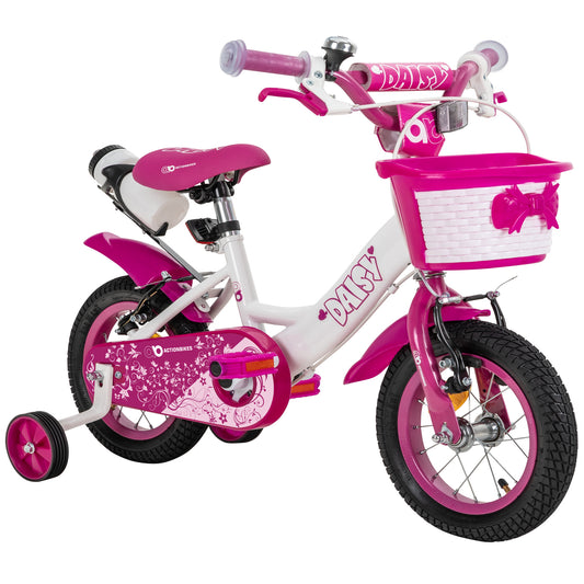 Kinderfahrrad Daisy 12 Zoll, pink, Stützräder, Korb, V-Brake-Bremsen, Antirutschgriffe