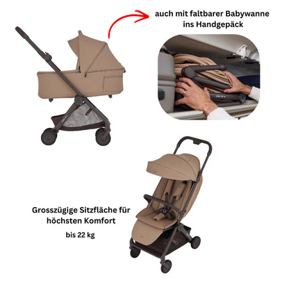 ANEX AIR-Q TRAVEL-BUNDLE 2-IN-1 SET MIT FALTBARER BABYWANNE - KARAMELL