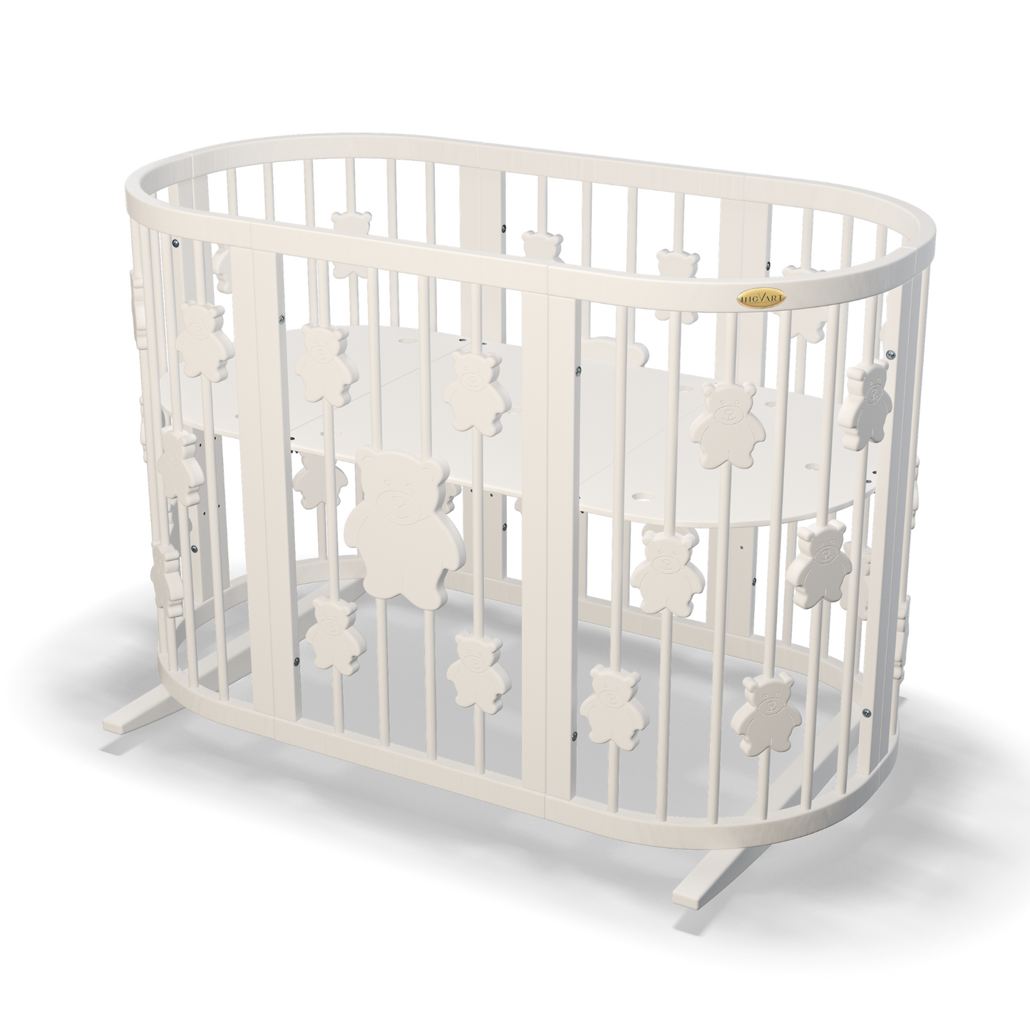 SMART BED 9-in-1-Verwandlungsbett mit Bärenmotiven, milchfarben