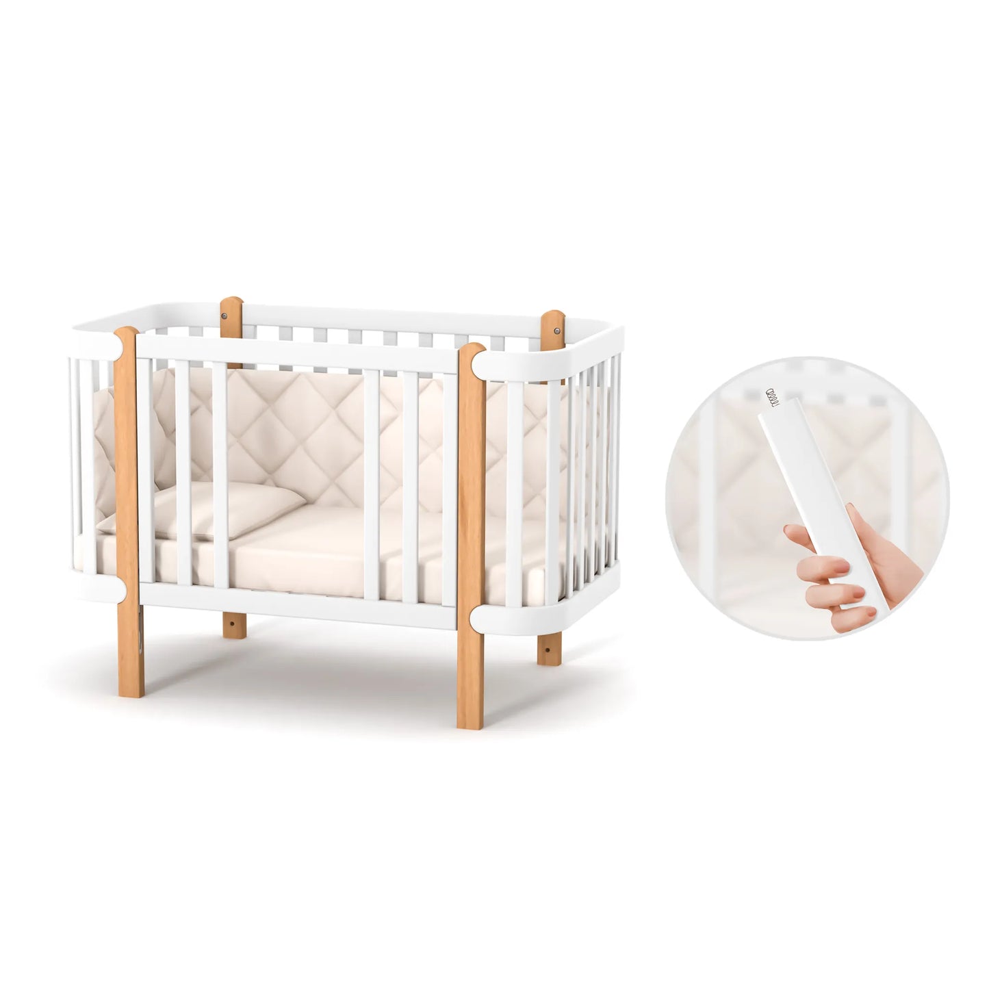 Veres Monaco Kinderzimmer / Möbelset / Babyzimmer (Babybett, Wickelkommode, Schrank) - Weiß Natur