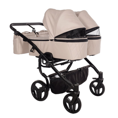 Zwillings-/Geschwisterwagen JUNAMA DUO V3 - ECO BEIGE/BLACK