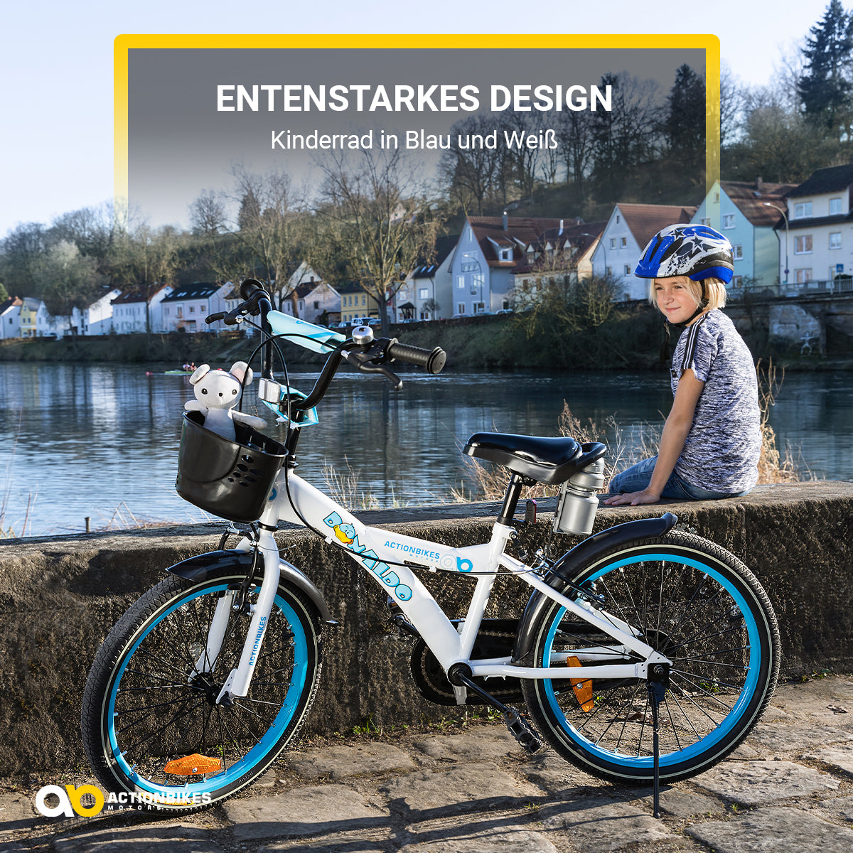 Kinderfahrrad Donaldo 20 Zoll, V-Brake-Bremsen, höhenverstellbar, Seitenständer, Korb