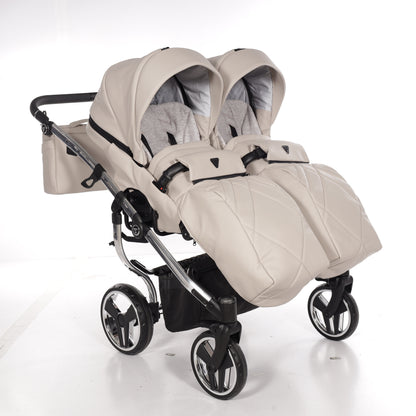 Zwillings-/Geschwisterwagen JUNAMA DUO V3 - ECO BEIGE/SILBER