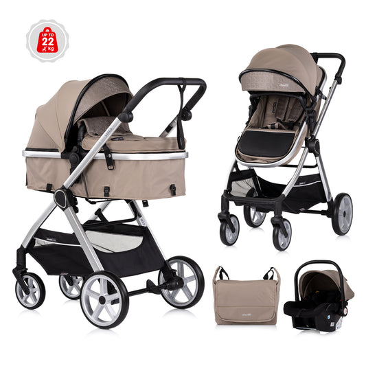 3-in-1 VERWANDELBARER KINDERWAGEN „VISTA“ TIRAMISU