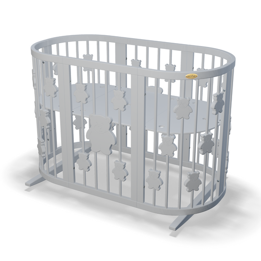 SMART BED 9-in-1-Babybett mit Bärenmotiv, Farbe Grau