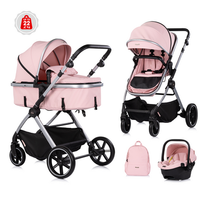 3-in-1 BABY-TRANSFORMATIONSKINDERWAGEN "PEARL" - PUDERROSA