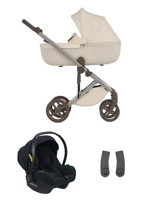 Anex Eli – Bundle 3in1 – Kombi Kinderwagen – inkl. Sportsitz, Babywanne und Avionaut Cosmo 2.0 Smart Babyschale – Milky – Kollektion 2026