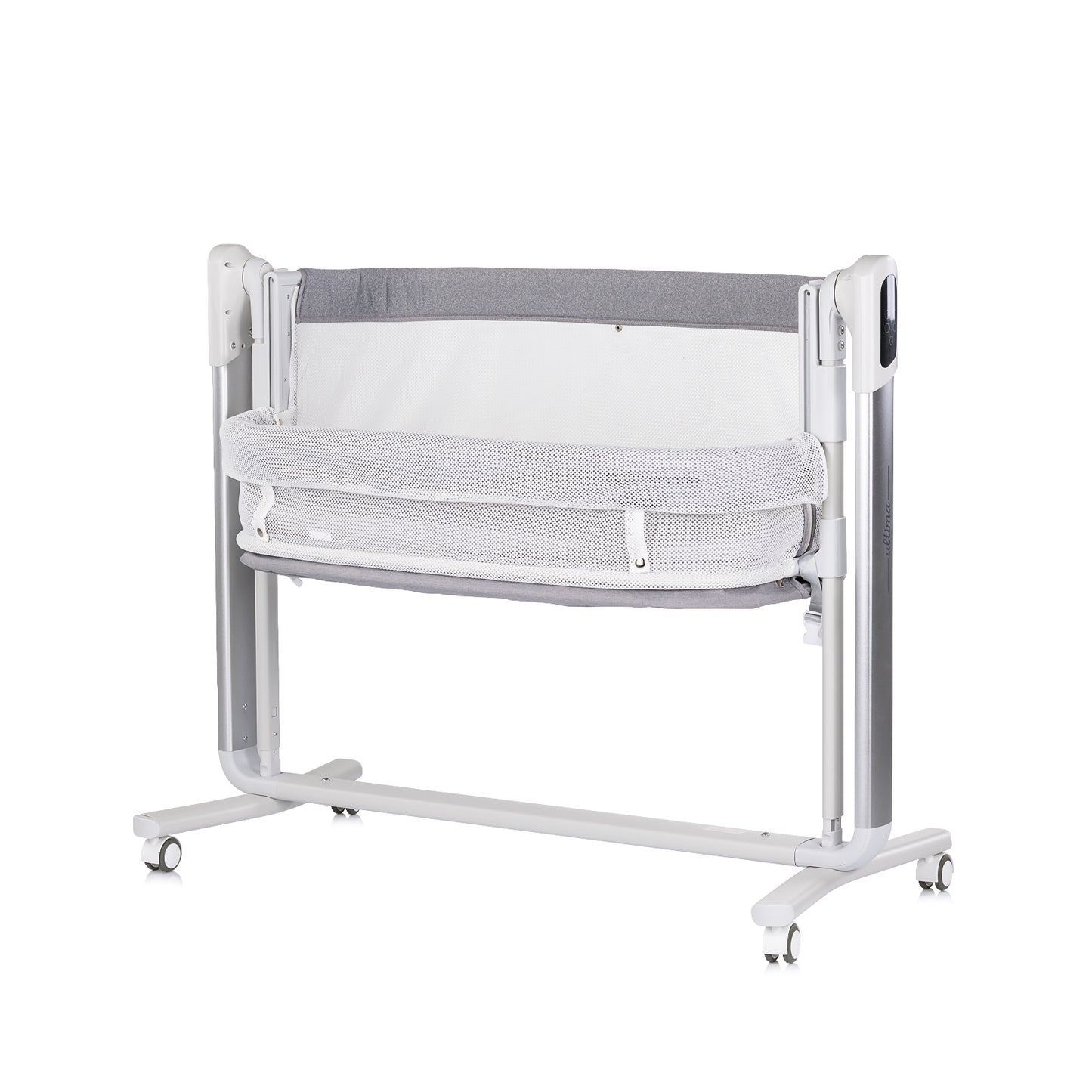 ELEKTRISCHES BEISTELLBETT/BABYWIEGE MIT ABKLAPPBARER SEITE „ULTIMA“ GREY
