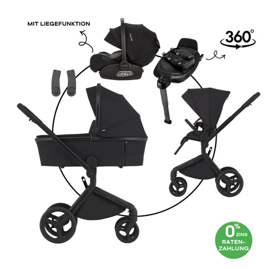 BUNDLE SET: ANEX FLO LUNGO Kombi-Kinderwagen 4in1 inkl. NUNA ARRA FLEX BABYSCHALE & BASE NEXT