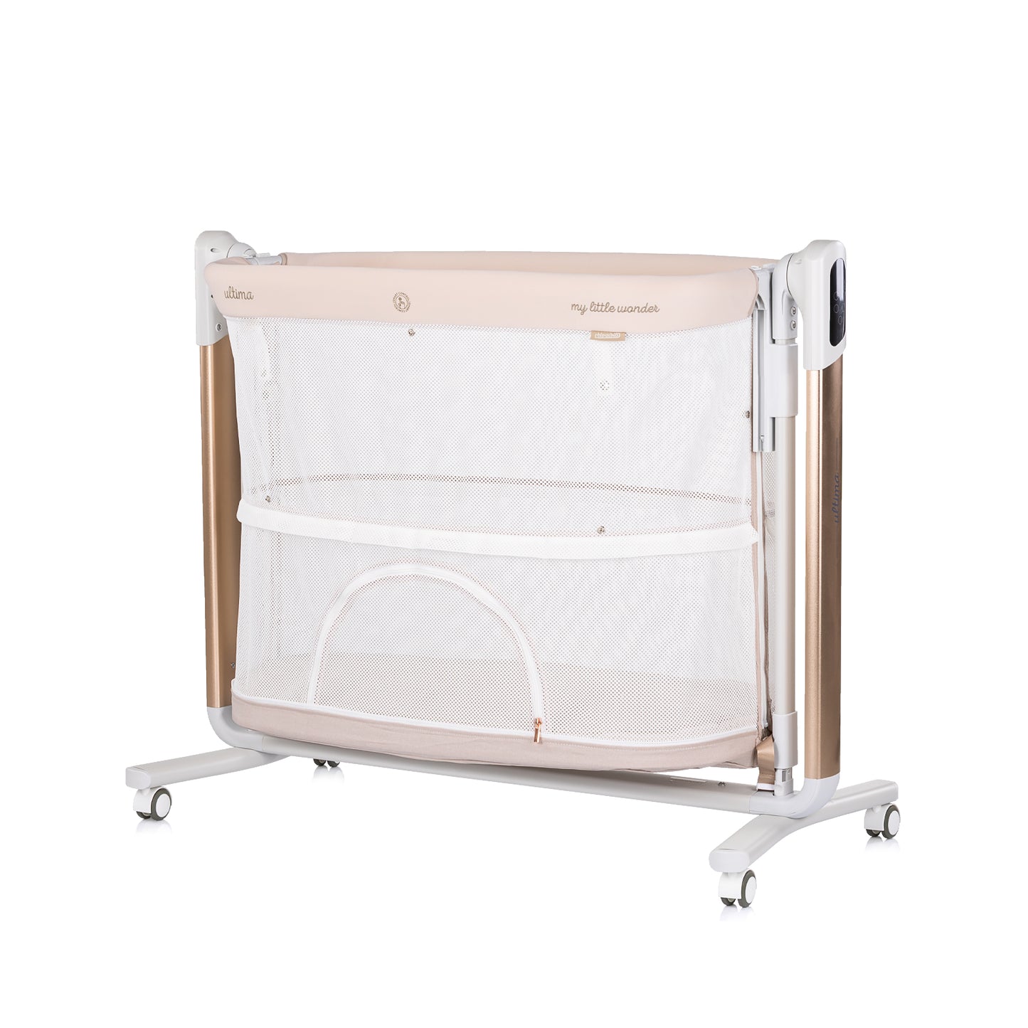 ELEKTRISCHES BEISTELLBETT / WIEGE MIT ABSENKBARER SEITE „ULTIMA“ – BEIGE