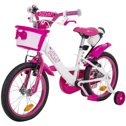 Kinderfahrrad Daisy 16 Zoll, pink, Stützräder, Korb, V-Brake-Bremsen, Antirutschgriffe
