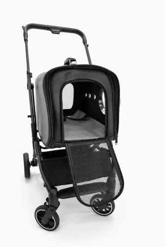Hunde- und Katzenwagen – Luxuriöser 2-in-1 faltbarer Tierwagen mit abnehmbarem Transportbehälter