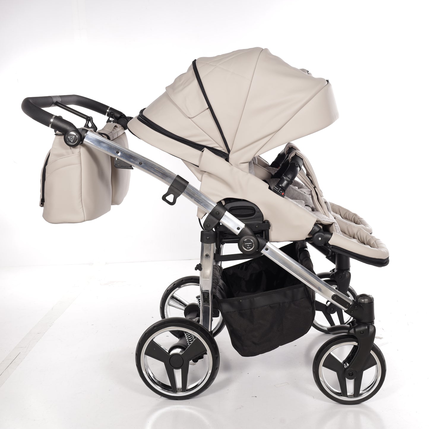 Zwillings-/Geschwisterwagen JUNAMA DUO V3 - ECO BEIGE/SILBER