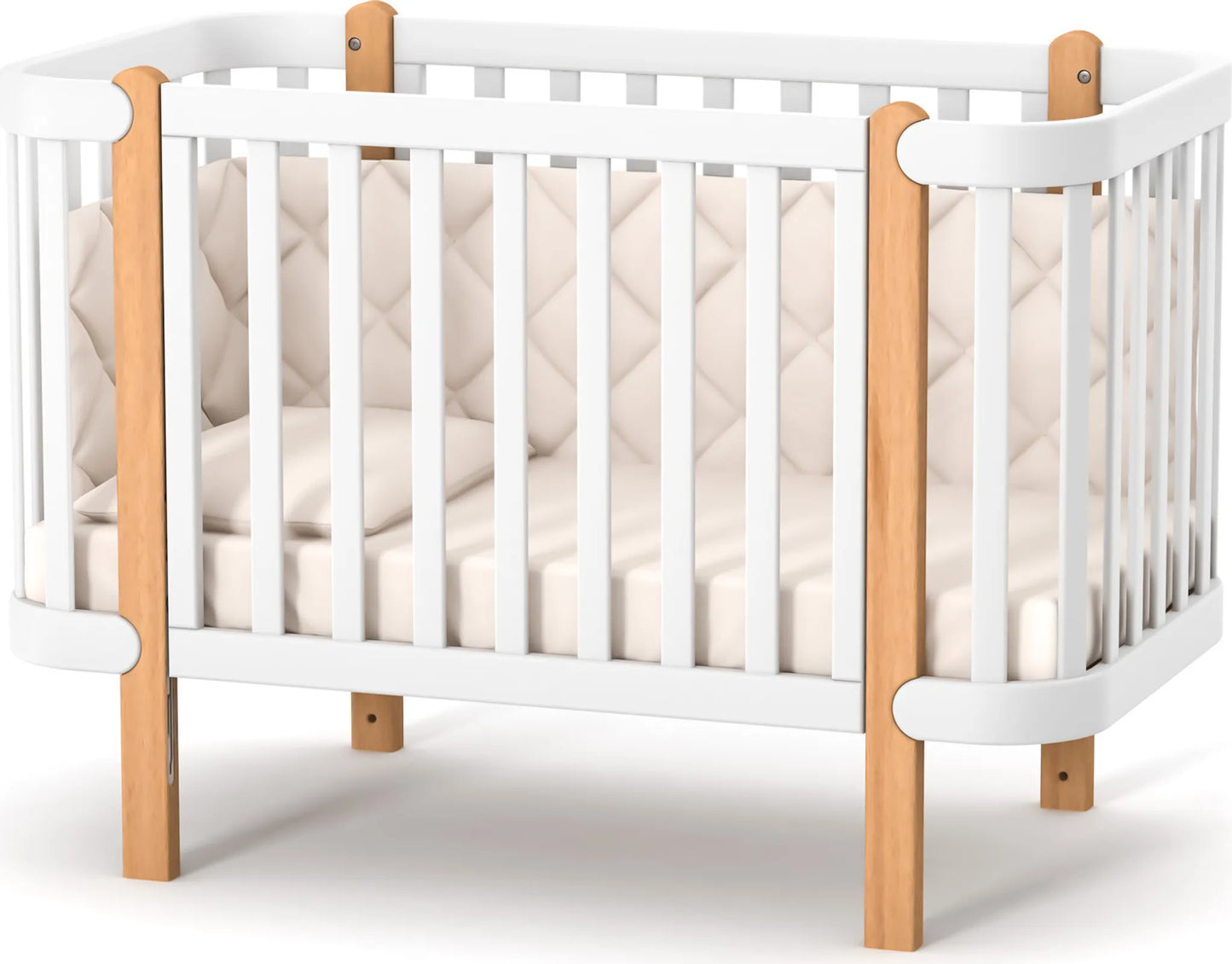 Veres Monaco Kinderzimmer / Möbelset / Babyzimmer (Babybett, Wickelkommode, Schrank) - Weiß Natur