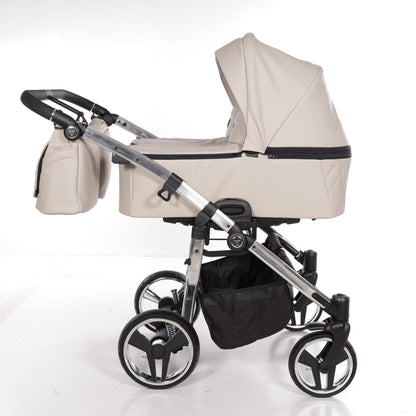 Zwillings-/Geschwisterwagen JUNAMA DUO V3 - ECO BEIGE/SILBER