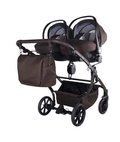 Zwillings-/Geschwisterwagen JUNAMA DUO V4 - CHOCOLATE