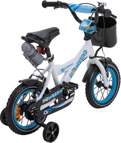Kinderfahrrad Donaldo 12 Zoll, V-Brake-Bremsen, höhenverstellbar, Stützräder, Korb