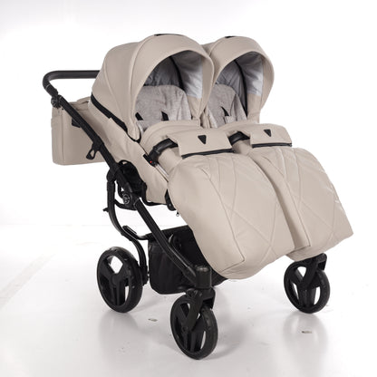 Zwillings-/Geschwisterwagen JUNAMA DUO V3 - ECO BEIGE/BLACK