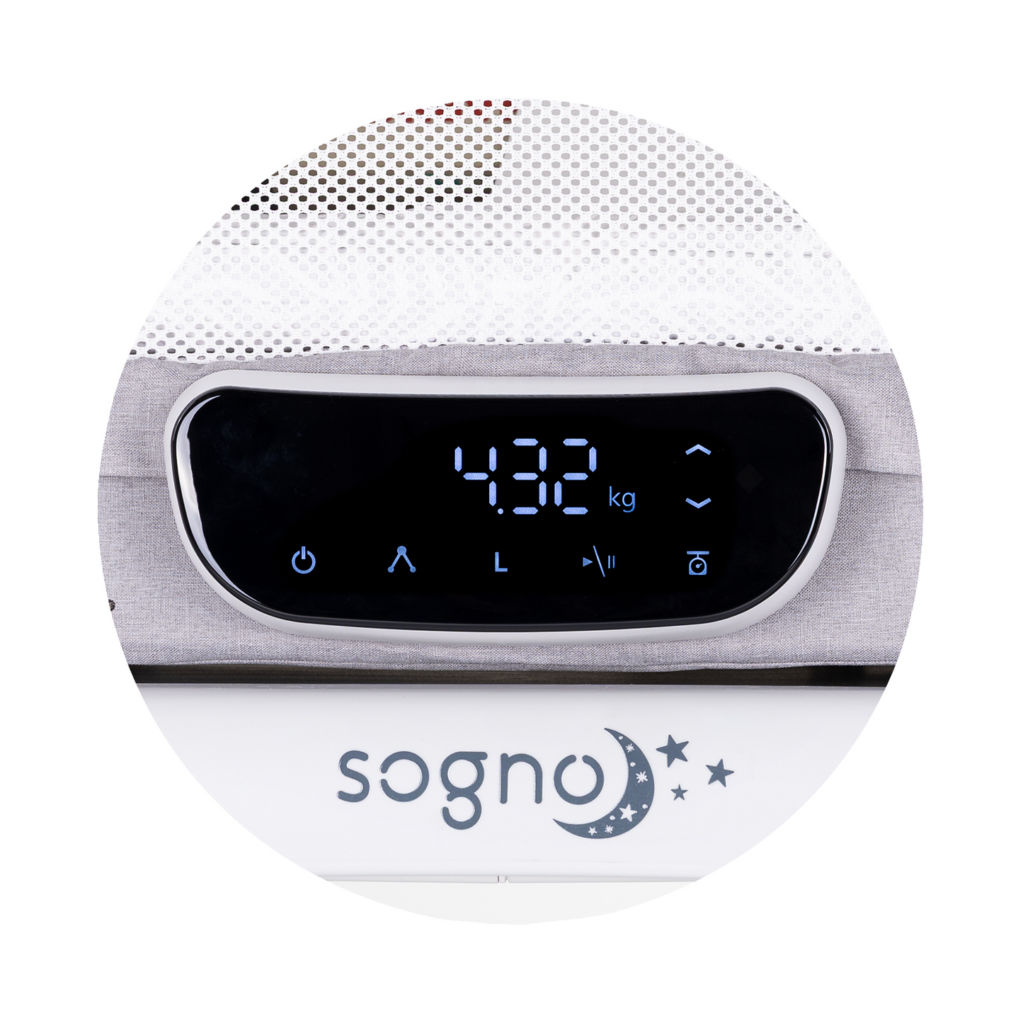 ELEKTRISCHES KINDERBETT/WIEGE MIT LED-DISPLAY „SOGNO“ GREY