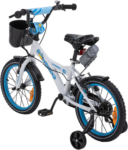 Kinderfahrrad Donaldo 16 Zoll, V-Brake-Bremsen, höhenverstellbar, Stützräder, Korb