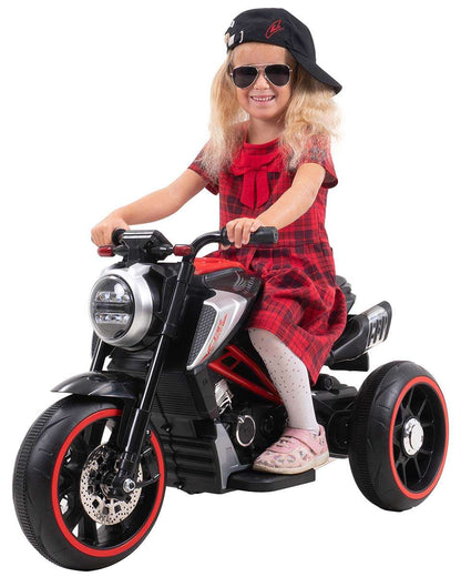 Kindermotorrad Cruiserbike, Motorsound, Bremsautomatik, 36 Watt, 2x 6 Volt, Hartplastikreifen, LED