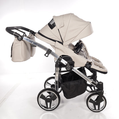 Zwillings-/Geschwisterwagen JUNAMA DUO V3 - ECO BEIGE/SILBER