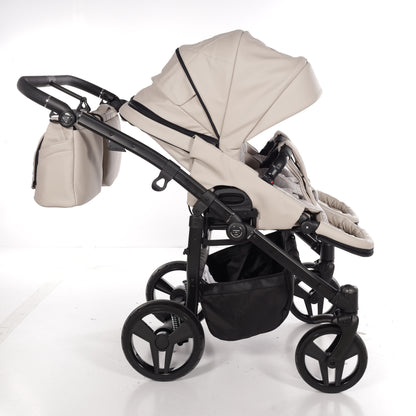 Zwillings-/Geschwisterwagen JUNAMA DUO V3 - ECO BEIGE/BLACK