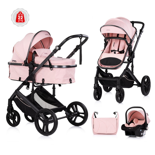 3-in-1 VERWANDELBARER KINDERWAGEN „AMORE“ PUDERROSA
