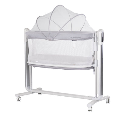 ELEKTRISCHES BEISTELLBETT/BABYWIEGE MIT ABKLAPPBARER SEITE „ULTIMA“ GREY