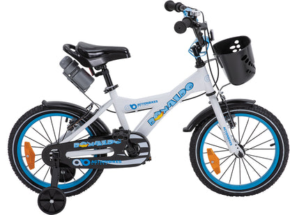 Kinderfahrrad Donaldo 16 Zoll, V-Brake-Bremsen, höhenverstellbar, Stützräder, Korb