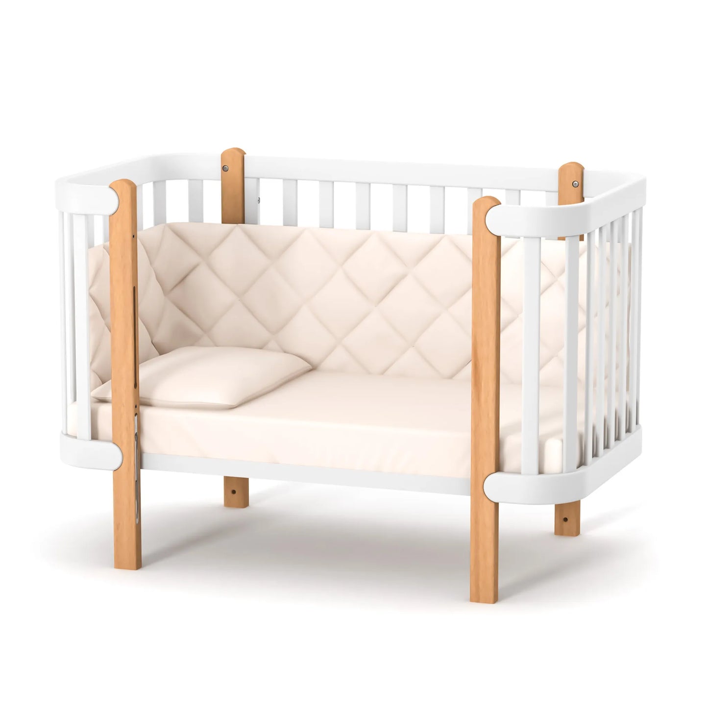 Veres Monaco Kinderzimmer / Möbelset / Babyzimmer (Babybett, Wickelkommode, Schrank) - Weiß Natur