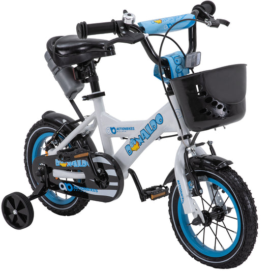 Kinderfahrrad Donaldo 12 Zoll, V-Brake-Bremsen, höhenverstellbar, Stützräder, Korb