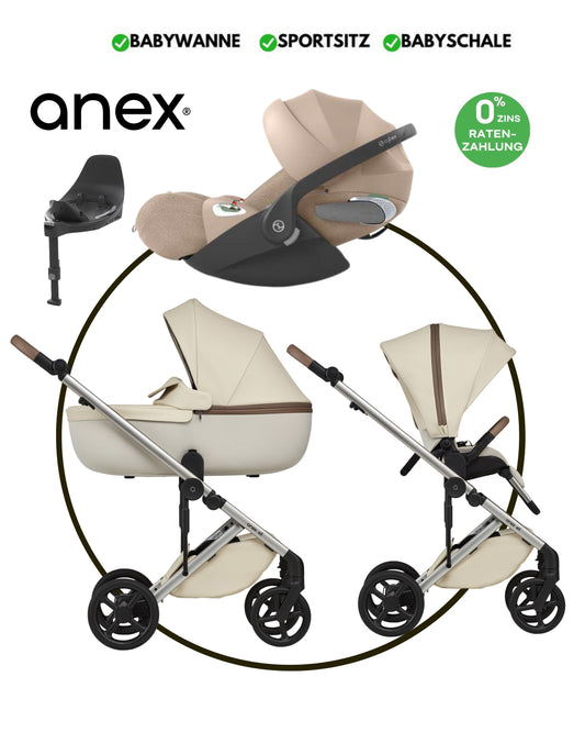 4-in-1 ANEX ELI „MUSE“ - BUNDLE SET „CYBEX CLOUD-T COZY BEIGE“ mit Isofix Station