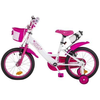 Kinderfahrrad Daisy 16 Zoll, pink, Stützräder, Korb, V-Brake-Bremsen, Antirutschgriffe