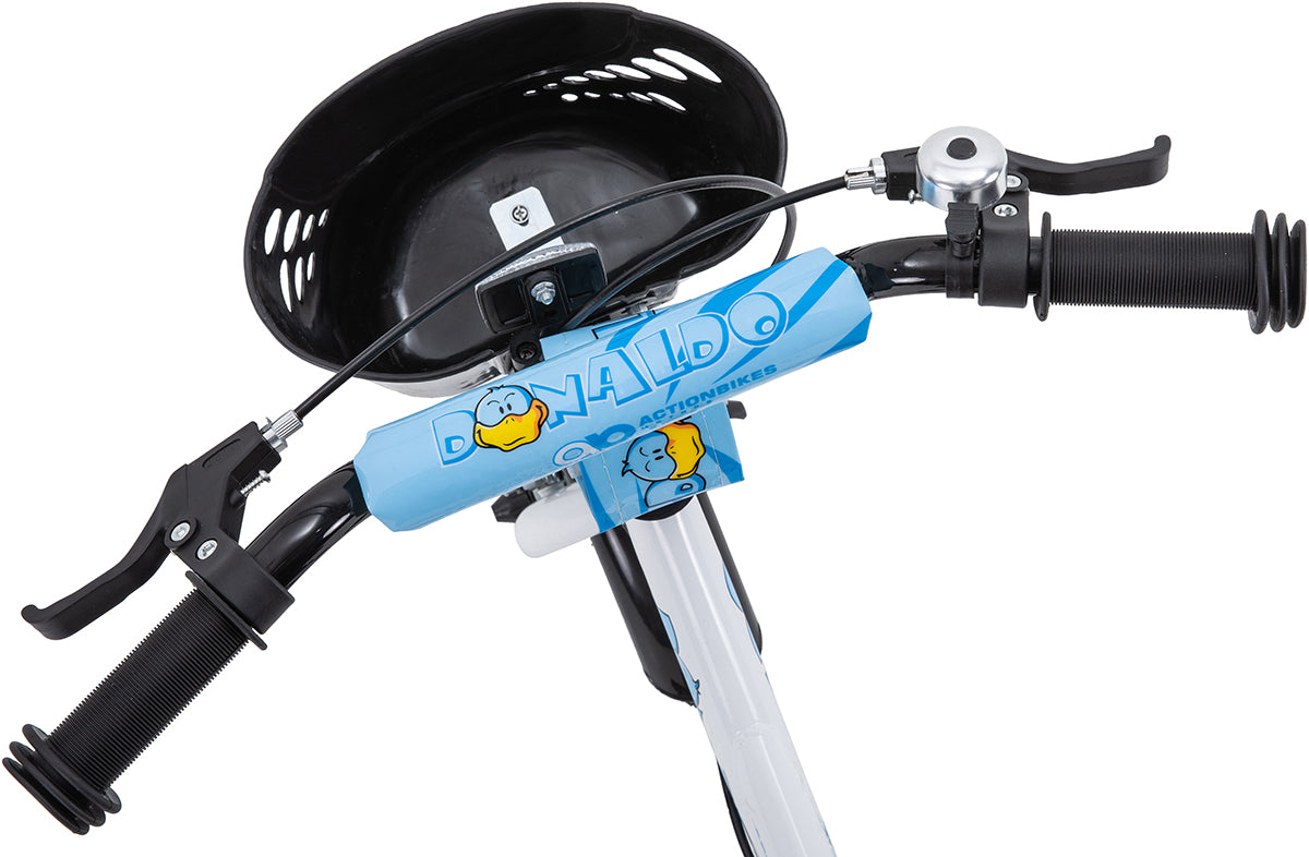 Kinderfahrrad Donaldo 12 Zoll, V-Brake-Bremsen, höhenverstellbar, Stützräder, Korb