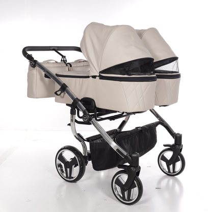 Zwillings-/Geschwisterwagen JUNAMA DUO V3 - ECO BEIGE/SILBER